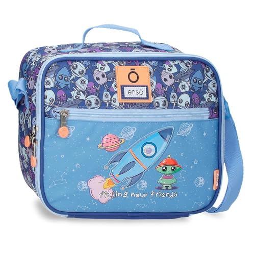 Enso New Friends Messenger Bag Food Carrier Thermal Blue 25x21x11cm Polyester