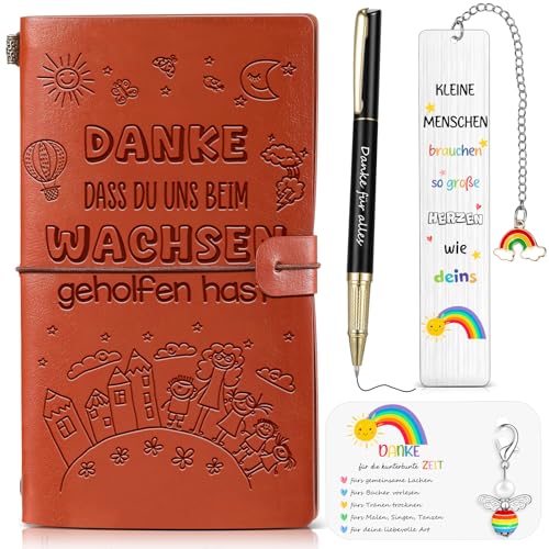 Nezyo 5 Cadeau de Remerciement pour le Formateur d'Enseignants carnet de Notes en Cuir Porte-Clés Ange Gardien Arc-En-Ciel avec Carte de Remerciement...
