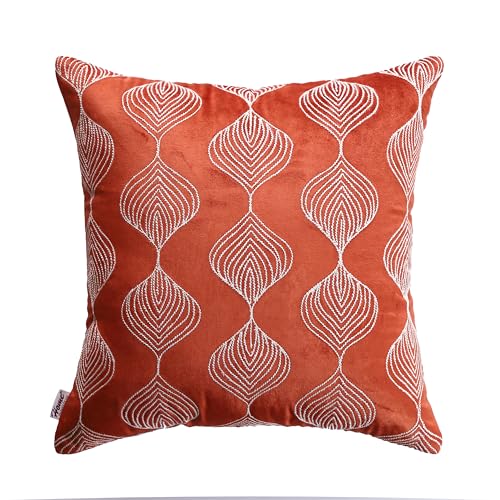 Image of Home- The Best is for You Luxurious Rust Velvet Cushion Covers Embroidered - Pack of 2, 16x16 Inch