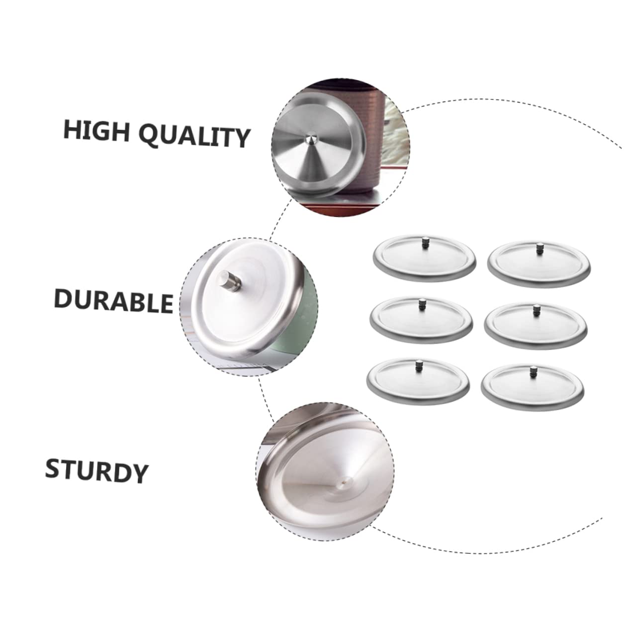 VICASKY 6pcs Stainless Steel Cup Covers Insulated Mug Lids for Hot Drinks Fit for Mugs Glasses Modern Design for Use