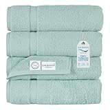 SALBAKOS Luxury Hotel & Spa Turkish Cotton 4-Piece Eco-Friendly Bath Towel Set 27 x 54 Inch, Seafoam Green