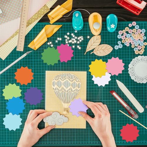 Image of Kisston 360 Pcs Starburst Cutouts Paper 3.9 Inch Assorted Color Die Cuts for DIY Craft Projects School Classroom Bulletin Board Decor
