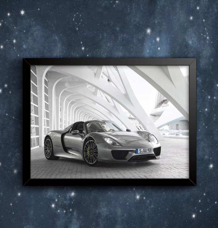 Porsche 918 Spyder Sports Super Car Wall Art Poster Print available framed or unframed (A3 Framed - Black Frame)