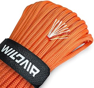 WILDAIR Paracord Survival Paracord Parachute Fire Cord Survival Ropes 4-in-1 100Ft 5/32" Diameter U.S. Military Type III with Integrated Fishing Line, Fire-Starter Tinder