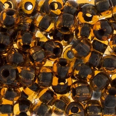 John Bead Czech Glass Seed Beads 2/0 Topaz/Black Lined 22Grams Vial of DIY Jewelry Making Beads Preciosa (Jablonex) for DIY Arts Crafts Jewelry Bracelets Necklaces Earrings Phone Charm Making