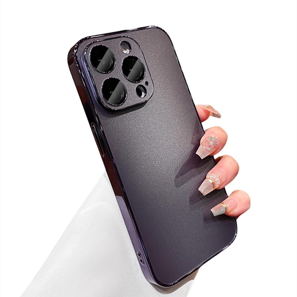 Coque iPhone 15 antichoc en acrylique dur rigide avec objectif violet