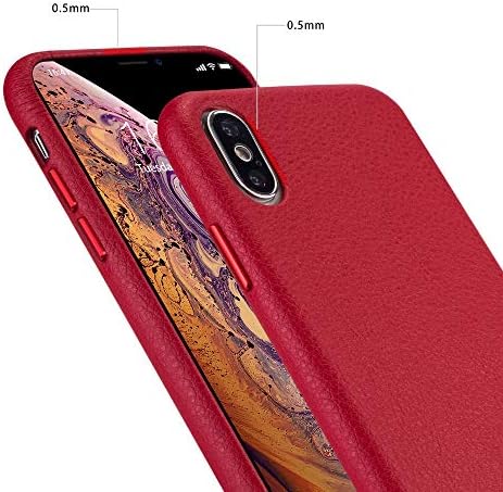 rejazziPhone x Case iPhone Xs Case Anti-Scratch iPhone x Cover iPhone Xs Cover Genuine Leather Apple iPhone Cases for iPhone x/xs (5.8 Inch)(Red)