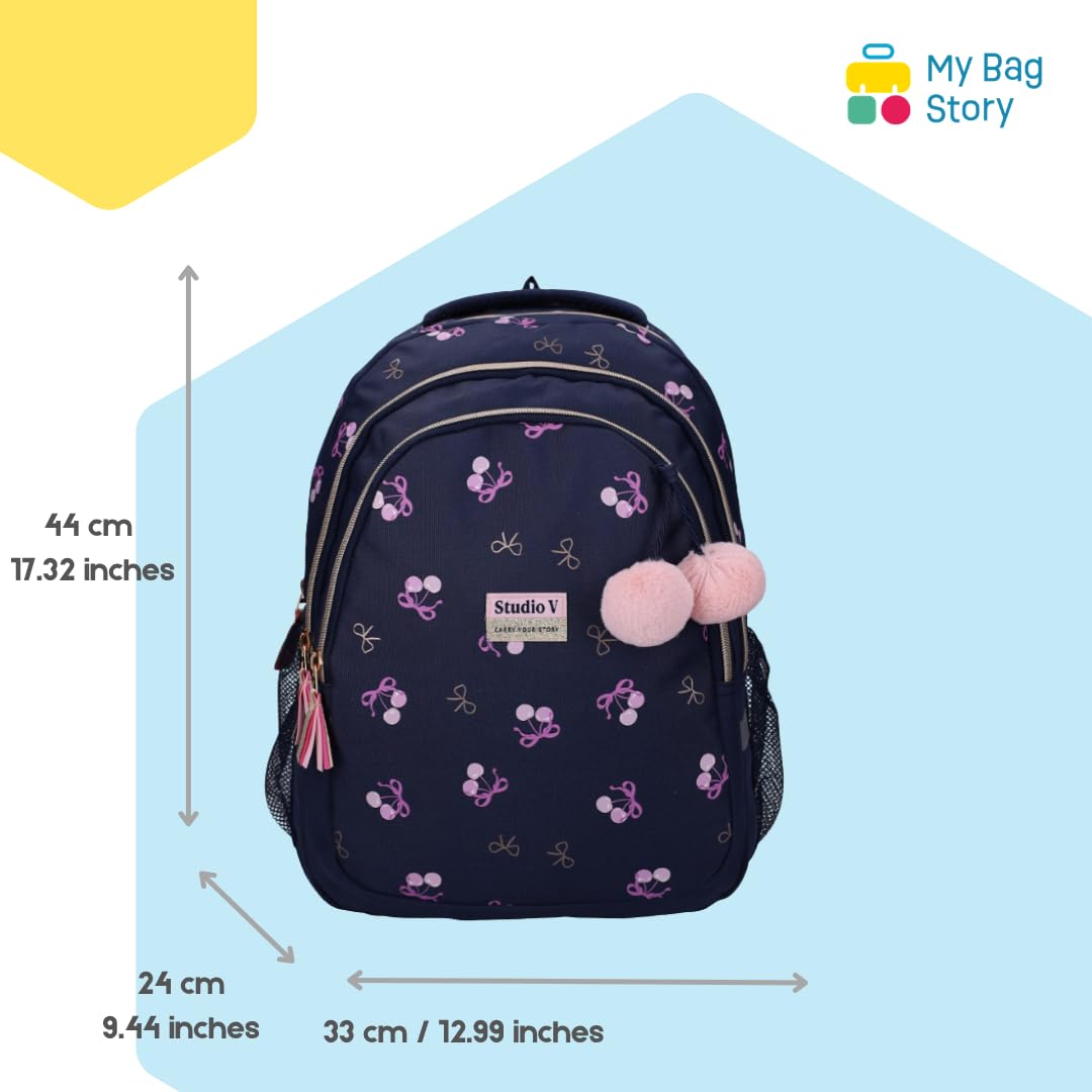 mybagstory | Sac à Dos | Motif Cerises | Bleu 44cm
