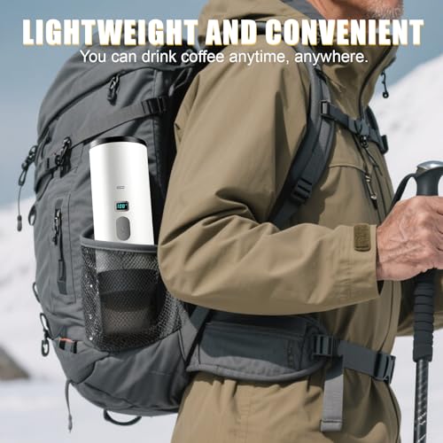 Image of Portable Coffee Maker Espresso Machine with 7800mAh Battery & Digital Display, Self-Heating Travel Coffee Maker for Camping, Car, USB-C Compatible with Ground Coffee & NS Capsules RV Hiking Office