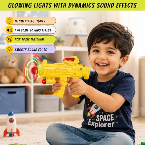 Image of Zest 4 Toyz Space Gun Toy for Kids with Light & Sound Effects | Flashing Musical Toy Gun for Boys & Girls | Pretend Play Action Shooting Toy | Role Play Space Gift Toy for Kids Age - Assorted