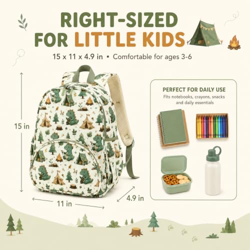 Image of LOIDOU Kids Preschool Backpack for Boys, 15 Inch Dinosaur School Bag, Lightweight Water-Resistant Kindergarten Backpack with Chest Strap for Ages 4-8
