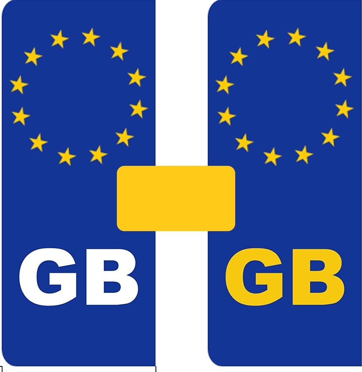 Party_decor Number Plate Vinyl Stickers United Kingdom - Eu Flag - Gb - 2 X Set Of 2 By Party Decor