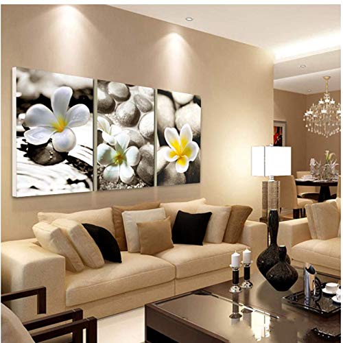 Peinture Pebbles Fleurs 3 pièce pour habiller un grand mur vide de salon 50x70cm - 2