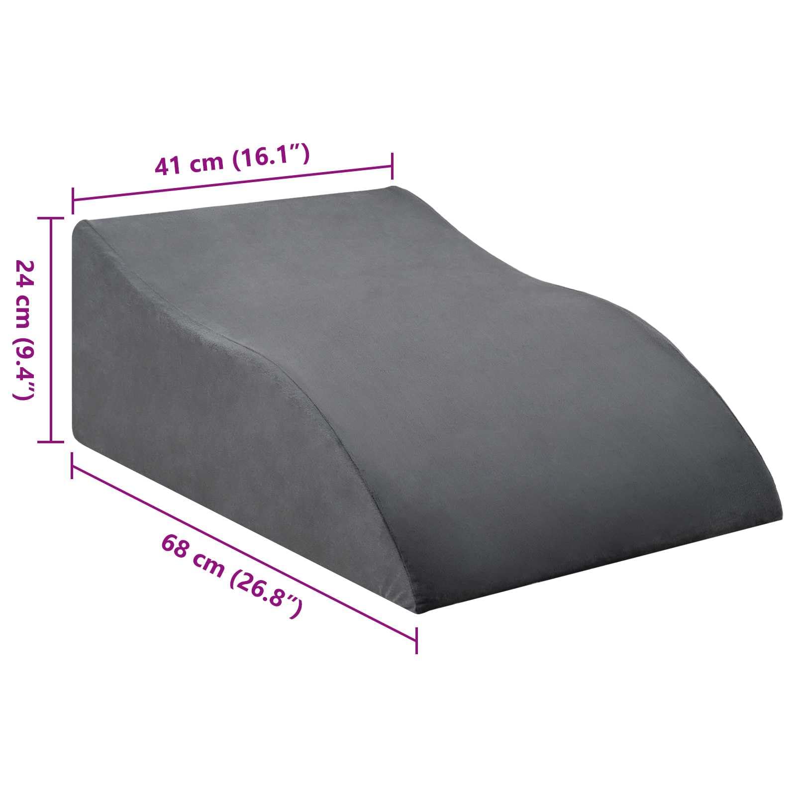Poduszka na nogi, szara, 68 x 41 x 24 cm, pianka poliuretanowa, ergonomiczna poduszka z pianki memory, oddychająca i łatwa w utrzymaniu, do sypialni i na sofie