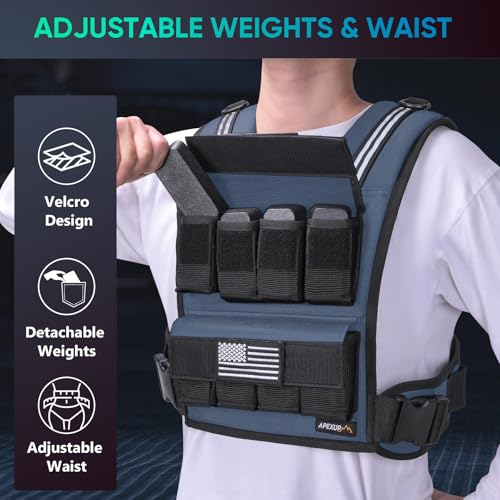 Image of APEXUP Adjustable Weighted Vest Men 20lbs /30lbs /40lbs Weights with Reflective Stripe, Weight Vest Woman Workout Vest for Strength Training Running Walking
