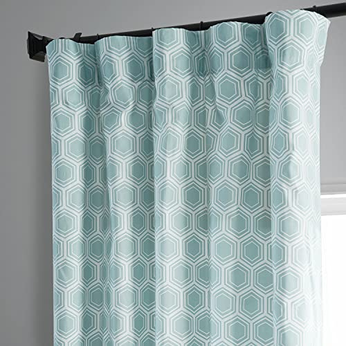 HPD Half Price Drapes Modern Geometric Printed Curtains 108 Inches Long Luxury Cotton Curtains (1 Panel) Room Darkening Window Curtains for Bedroom & Living Room, 50W x 108L, Honeycomb Aqua by HPD Half Price Drapes - Image 5
