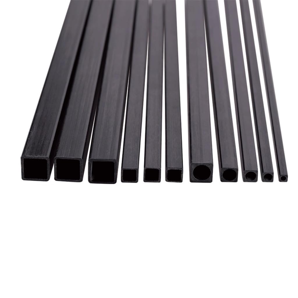 4 szt. Kwadratowych rurek z włókna węglowego o długości 500 mm, pustych prętów z włókna węglowego 10x10 mm(3x3x2x500mm)