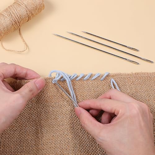 Image of 4 Pcs Professional Upholstery Needle 4 inch 6 inch Sewing Needles Large Eye Hand Sewing Needles Stainless Steel Yarn Needle Embroidery Needles for Hand Sewing Stitching and Crafting Projects