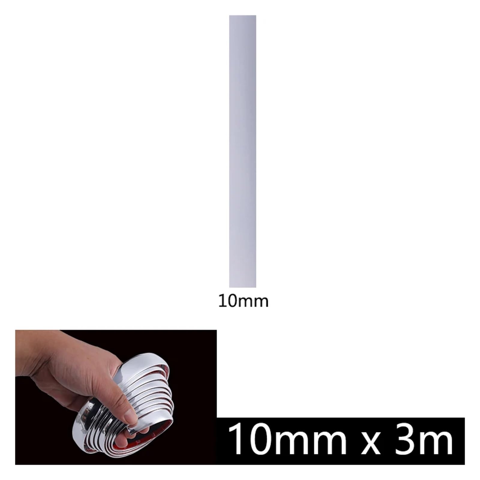 ZHGUIMING Pegatinas protectoras for puerta de coche, moldura cromada de 3 m/5 m, cinta anticolisión for parachoques, placa protectora for borde de puerta(10mm x 3m)