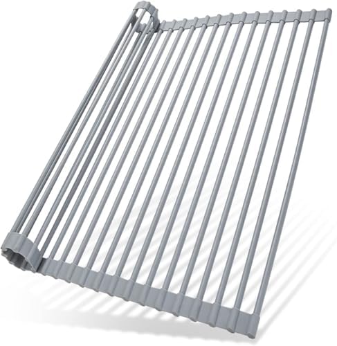 Ohuhu Over Sink Dish Drying Rack, Silicone Wrapped 17.6" W x 15.4...