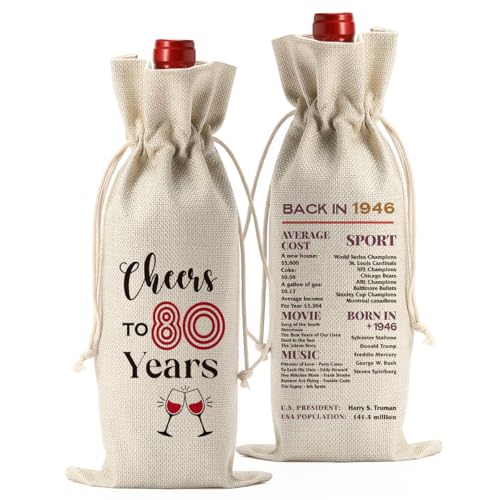 Bolsa de vino de 80 cumpleaños con diseño decorativo exclusivo para fiestas de adultos