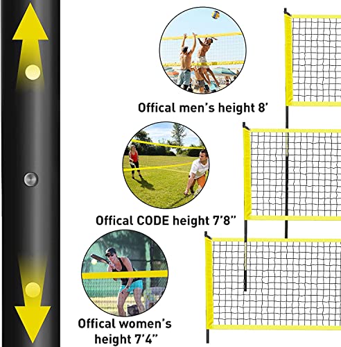 Syedee Volleyball Net, 32X3 Feet Portable Volleyball Net With Carrying Bag, Pu Volleyball, Boundary Lines, Steel Poles & Pump, Professional Volleyball Net For Backyard, Beach, Or Pool #TOP5