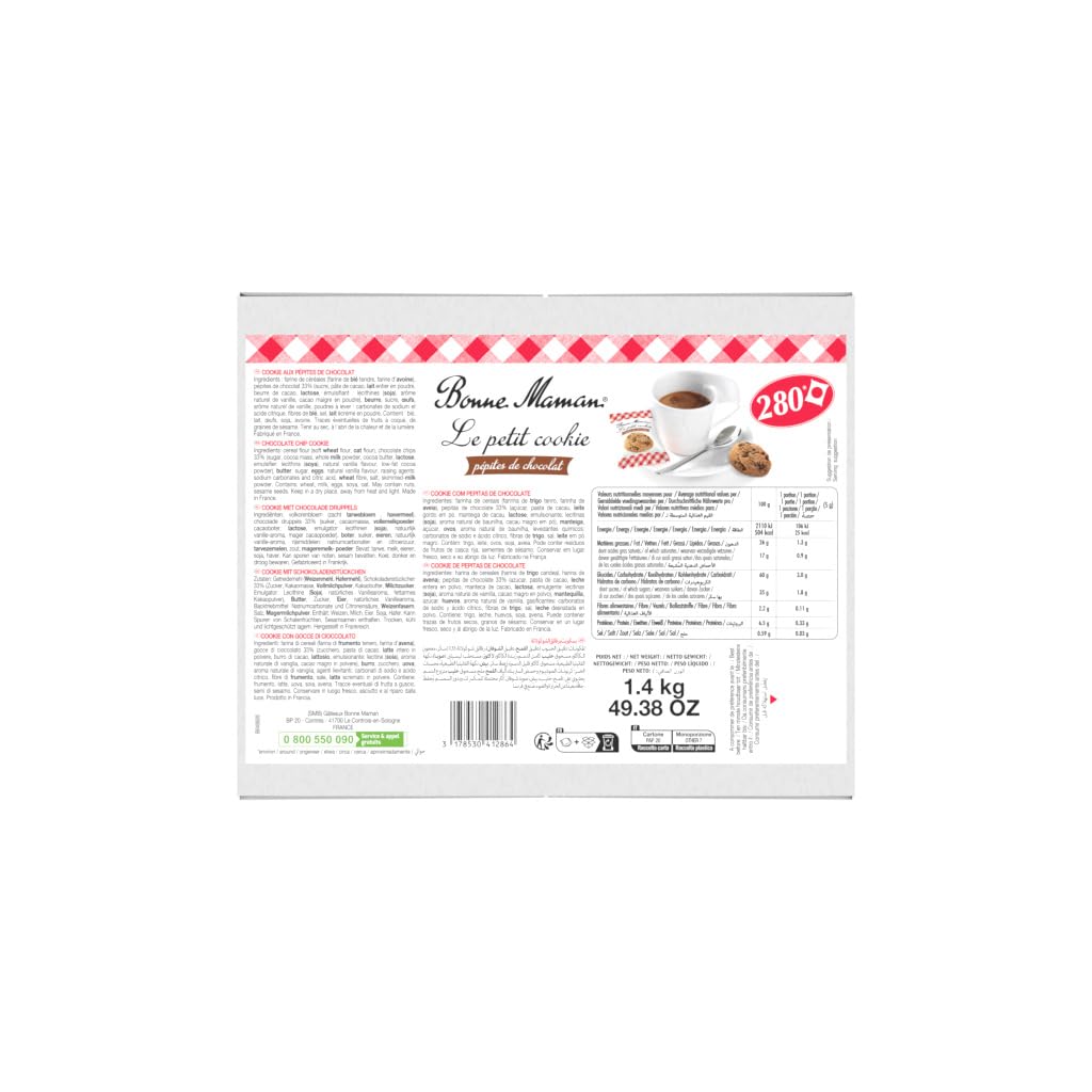 BONNE MAMAN - Petits Cookies aux Pépites de Chocolat - Croustillants et Authentiques - Le Lot de 280 Cookies