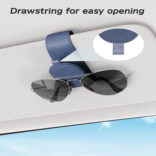 Image of Sotfamily Sunglass Holder for Car Visor, Blue, 2 Packs | Suede Cloth, Magnetic, Organizer for Car Accessories