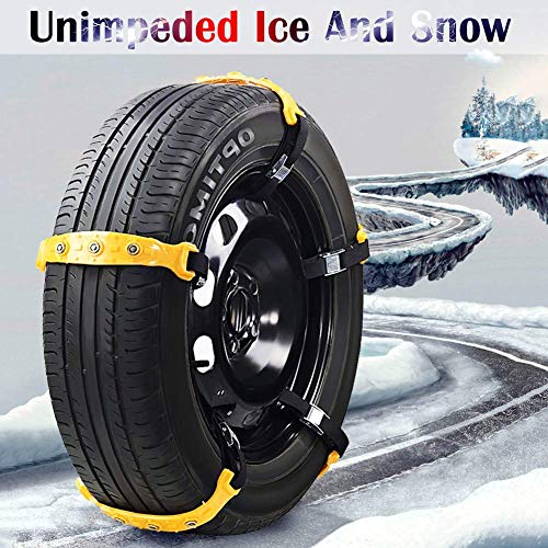 Snow Chains Anti-Skid Emergency Snow Tire Chains, Anti Slip Tire Chains, Portable Emergency Traction Snow Mud Chains Universal Adjustable 10pcs Car Security Chains for SUV and Cars (Yellow-10pcs) - Thumbnail 7