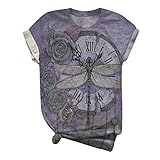 Rockige Kleidung Damen 3D O-Ausschnitt Größe der Ärmel Bedruckt Plus Tier-Kurzoberteile Bluse T-Stück Frauen Damenbluse 3 Produkte Ohne Versandkosten