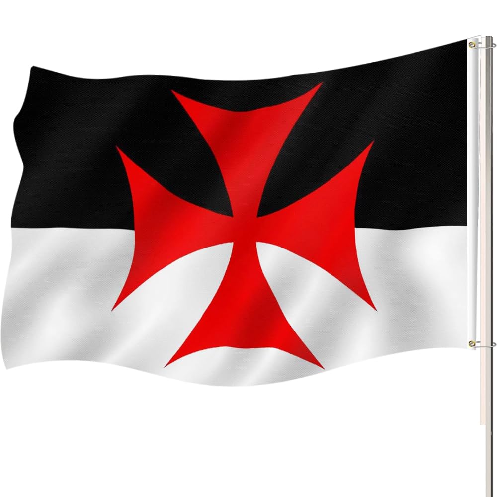 Bandera de caballeros templarios de 3x5 pies para decoracion exterior