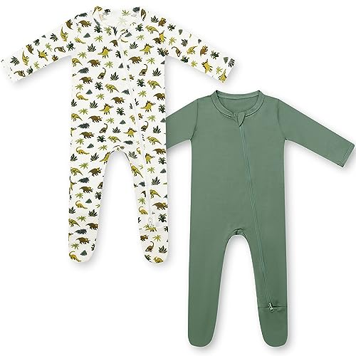 Image of HAPIU Rayon from Bamboo Baby Footed Pajamas, 2 Way Zipper YKK, Footie for Baby Boy Girls, Newborn-24 Months