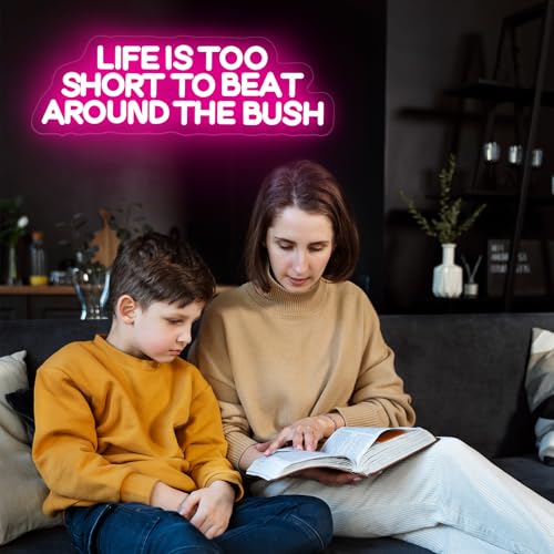 Image of Life is Too Short to Beat Around the Bush Neon Sign, Wax Specialist LED Light, Esthetics Salon Suite Decor, Waxing Studio Sign,Clinic Wall Decoration, 17.7 inchx5.9 inch, Pink