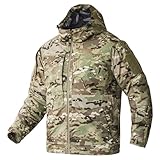 OCANXUE Men's Snow Ski Jacket Camo Tactical Warm Jacket Waterproof Hooded Coat Windproof Winter Parka with 9 Pockets CP Camo L