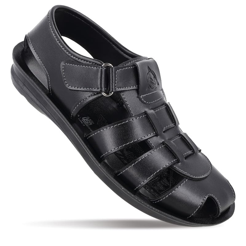 Image of WALKAROO Men's Casual Sandals|Open Toe Casual Sandals, Adjustable Velcro Strap, Cushioned Footbed, Leather Look Synthetic Upper, Breathable Cllosure,Lightweight Grip Sole|WGR58052