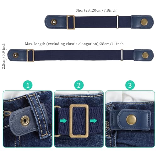 2 Pcs Buckle Free Belt Women Men, Elastic Comfortable Side Belt Bros Invisible Buckleless Belts for Women Men Jeans3