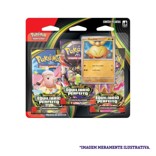 Pokémon TCG, Blister Triplo Pokémon Makuhita ME03 Equilíbrio Perfeito