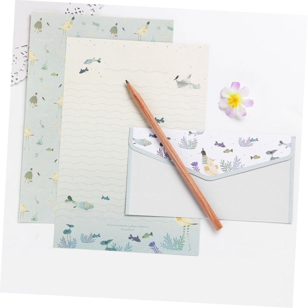 Homoyoyo Lot Papeterie A5 Papier à Lettres Et Enveloppes Fleuris, 60 Feuilles 30 Enveloppes