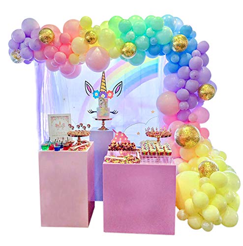 Unicorn Balloon Garland Arch Kit 16ft Long 131Pcs Pastel Rainbow Balloons Birthday Party Centerpiece Decorations for Girls Kids…