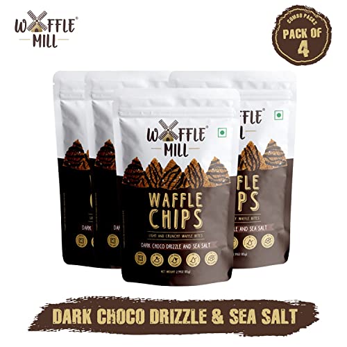 Image of Waffle Mill - Waffle Chips - Dark Choco Drizzle and Sea Salt - Pack of 4-320Gm