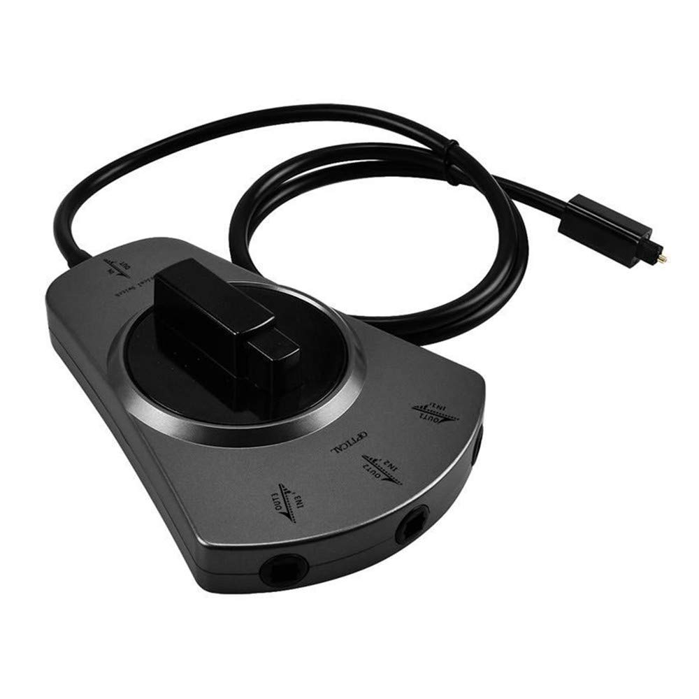 EMK Câble Optique Répartiteur 1in à 3out Diviseur Câbles Audio Optique Splitter Commutateurs Manuels Adaptateur Câble Toslink Câbles SPDIF Pour TV, DVD, Barre de son (Negro, 1 m)