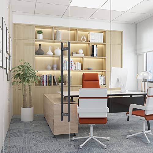 Barnsmith 36" Barn Door Push Pull Handle,Glass Door Handle,Heavy Duty Grade-304 Stainless Steel Square Commercial Door Handle,Entrance Entry Front Door Handle Office Wood Garage Handle Pull Set,Black #TOP7