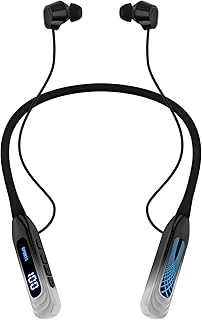 Neckband Bluetooth Headphones, 1000H Extra Battery Life with Display Magnetic Earphones,Wireless Stereo Earbuds with Microphone, Waterproof in-Ear Headset for Sports/Workout/Office (Silver)