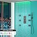 ENGA Luxury Thermostatic Rainfall Shower System with 6 Body Jets, 32-Inch LED Ceiling Shower Head, Full Body Shower Faucet Sets (Water Flow Adjustable), Matte Black