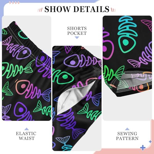 ZZXXB Colorful Fish Bones Boys Long Pants Soft Trousers Elastic Waist Kids Lounge Bottoms with Pockets S-XL4