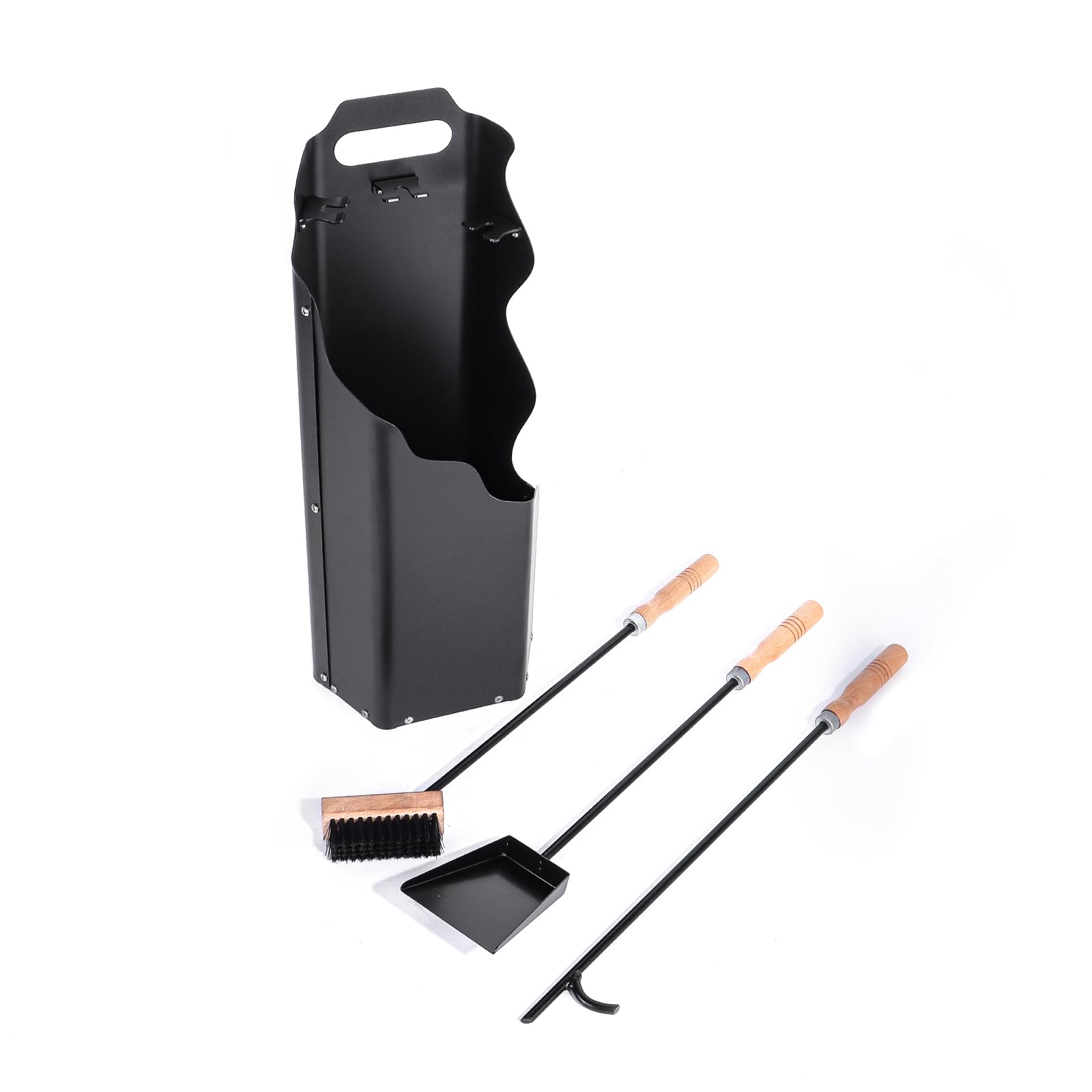 Kaminbesteck, 4-teilige Ofenbesteck Kaminbesteck,Kamingarnitur mit Schaufel, Besen, Schürhaken & Halter, Ofenbesteck modern,langlebiges Kaminwerkzeug-Set