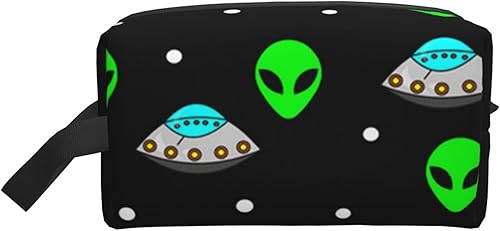 Miniatura 1 de Bolsa de maquillaje de viaje Alien-Ufo-Green Organizador de artículos de tocador portátil de gran capacidad bolsa de almacenamiento bolsa de viaje,