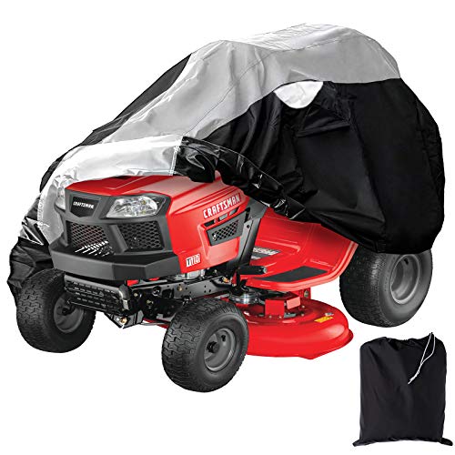 Coverify Outdoors Lawn Mower Cover Heavy Duty Waterproof 300D Oxford Fabric, Universal Fits Decks up to 54 Lawn Tractor Cover, Black&Silver Color