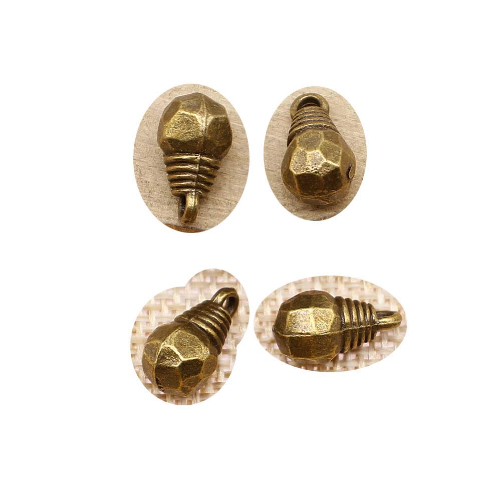 honggui1111-15 unids/lote bombilla encantos para fabricación de joyas 14x8mm 2 colores accesorios (bronce antiguo)