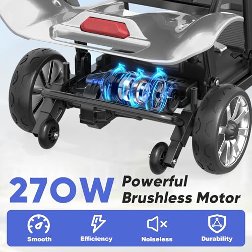 Image of 4 Wheels Mobility Scooters for Seniors,39LBS Light Frame&15 Miles Travel Range&350LBS Capacity&270W Brushless Motor Powered Wheelchair Folding Electric Scooter&Dust Cover&LED Lights&Auto Brake ELC-15